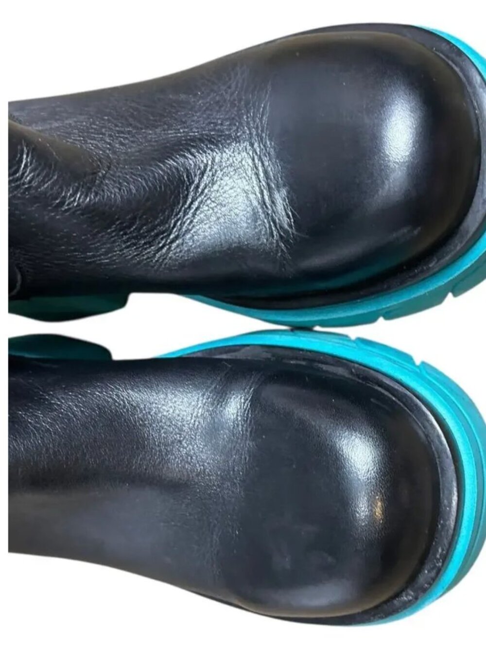 Steve Madden Dacy Tall Leather Boots Blue Black Chunky Platform size 9 Shoes - Picture 3 of 9